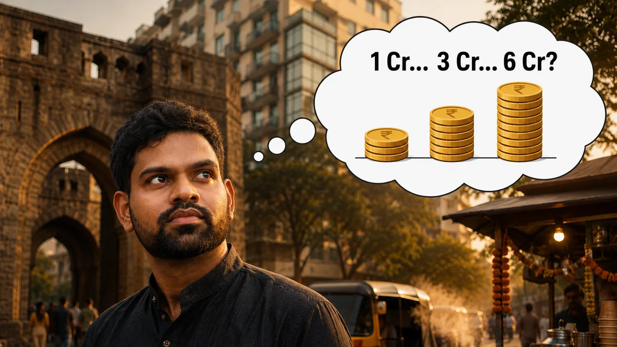 How many crores do you need to FIRE in India, weighing 1 to 6 crore on a Pune street